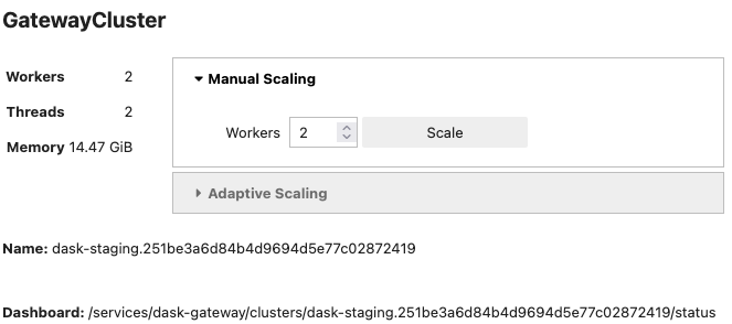 Screenshot of an interactive cluster widget to configure manual worker scaling.